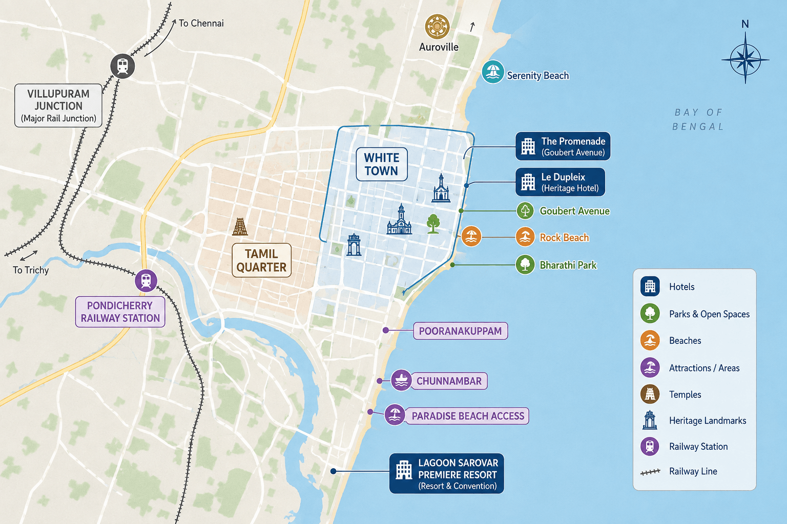 Pondicherry Map & Key Areas