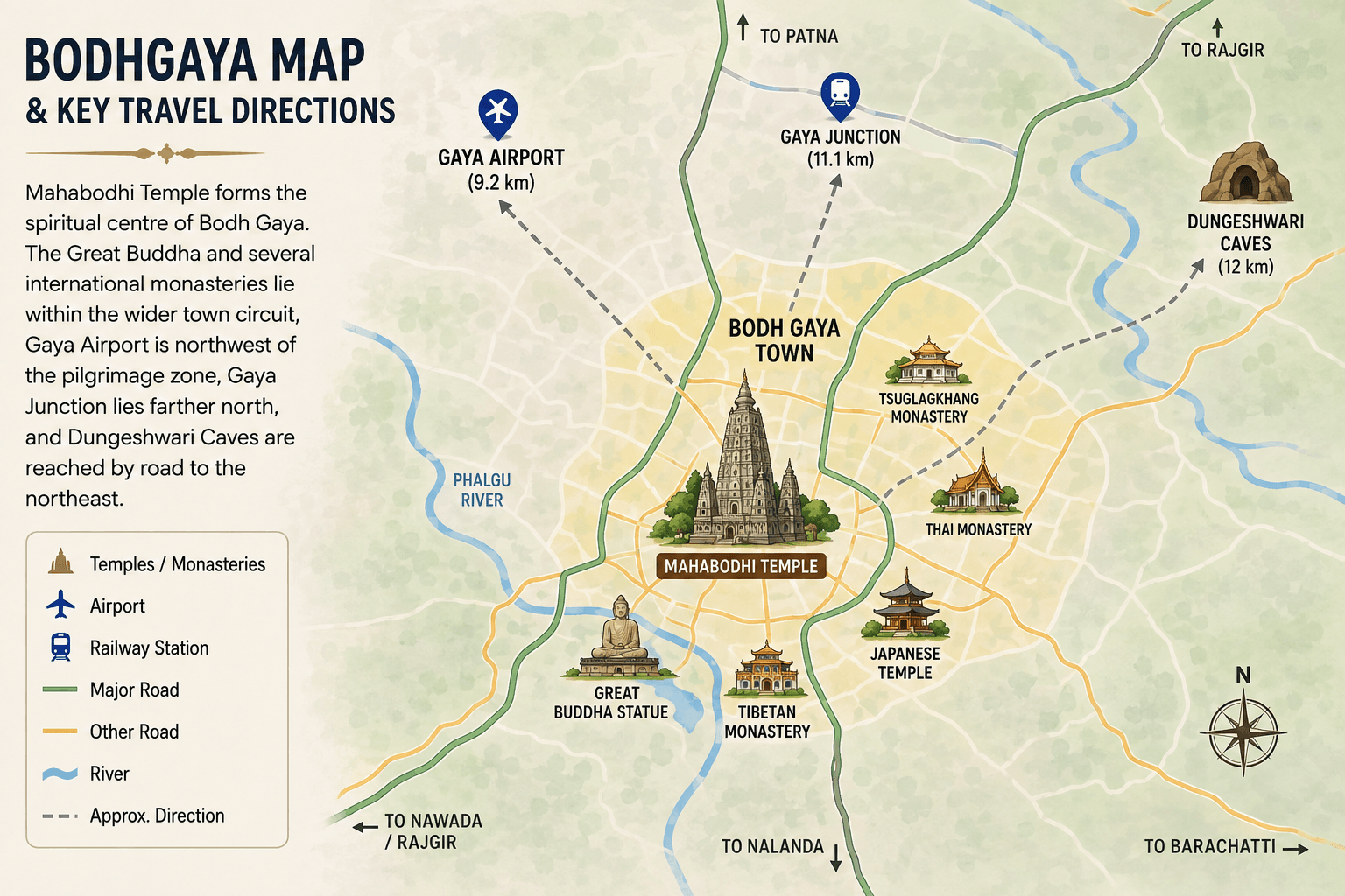 Bodhgaya Map & Key Travel Directions