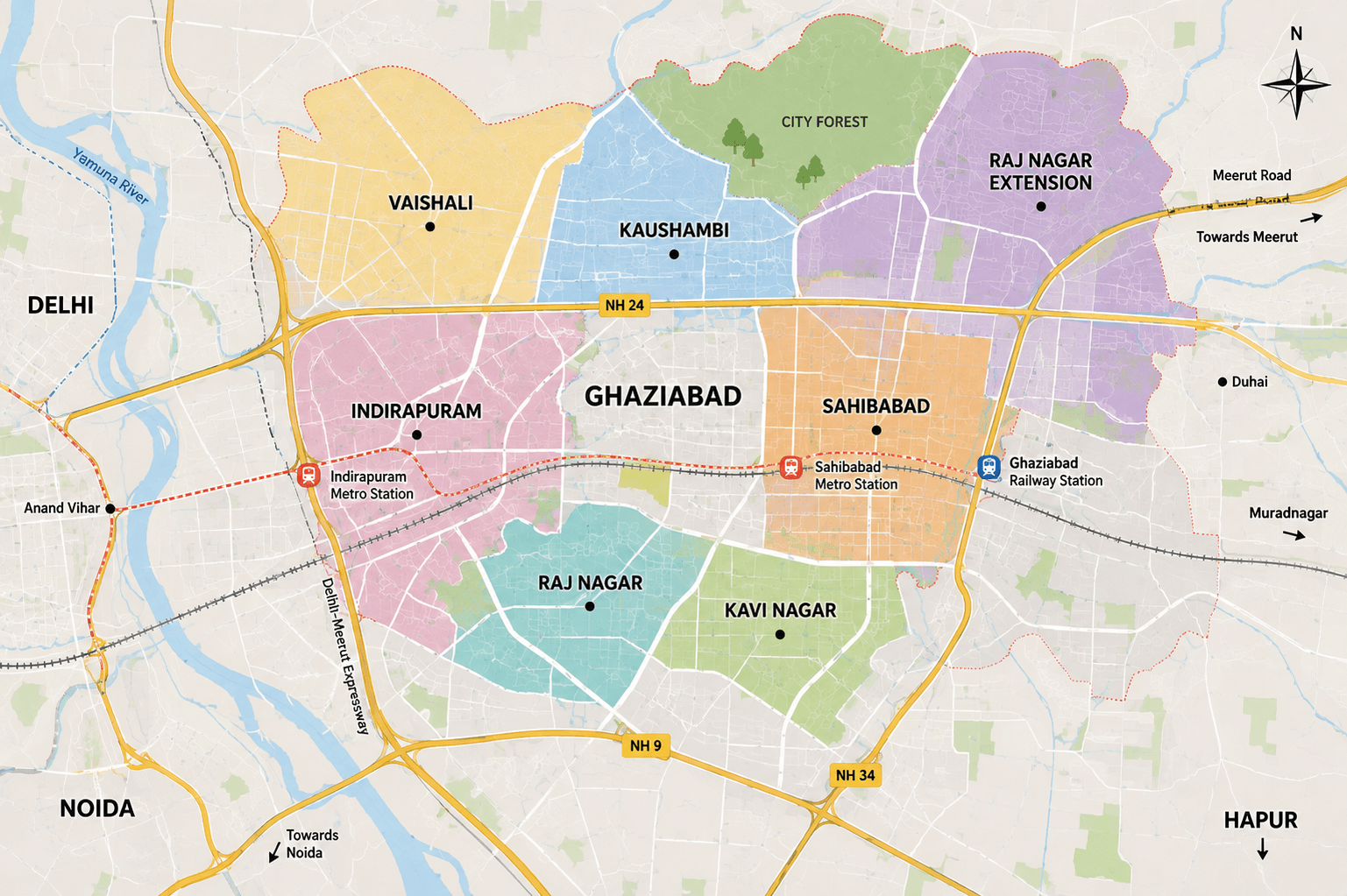 Ghaziabad Map & Key Areas